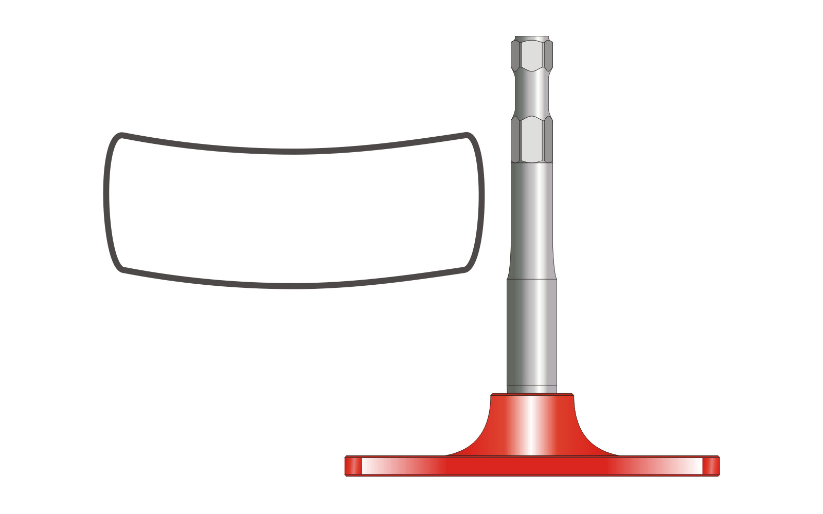 VOGT Verdichterplatte halbrund 180/80 mm, l = 220 mm - 14mm Meißelaufnahme - V6080H