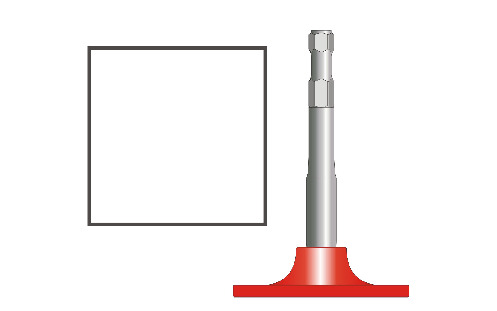 VOGT Verdichterplatte quadratisch 140/140 mm, l = 220 mm - 18mm Meißelaufnahme - V1140.18H