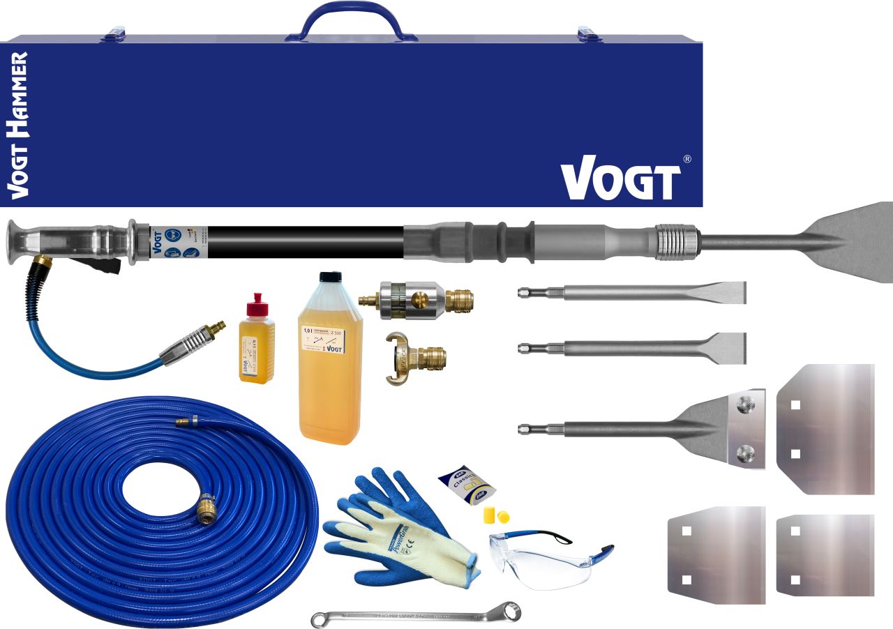 VOGT Hammer Sanierer, Maler, Putzer, Fliesenleger XL-Set Vibrationsgedämpft - Umfangreiche Werkzeugausstattung für Innen-, Außenputz und Wandfliesen