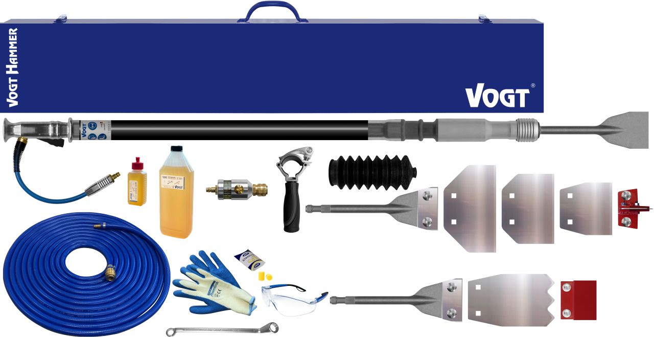 VOGT Hammer Boden- und Parkettleger XL-Set Vibrationsgedämpft - Umfangreiche Werkzeugausstattung für Bodenbeläge, Bodenfliesen und elastisch verklebtes Parkett