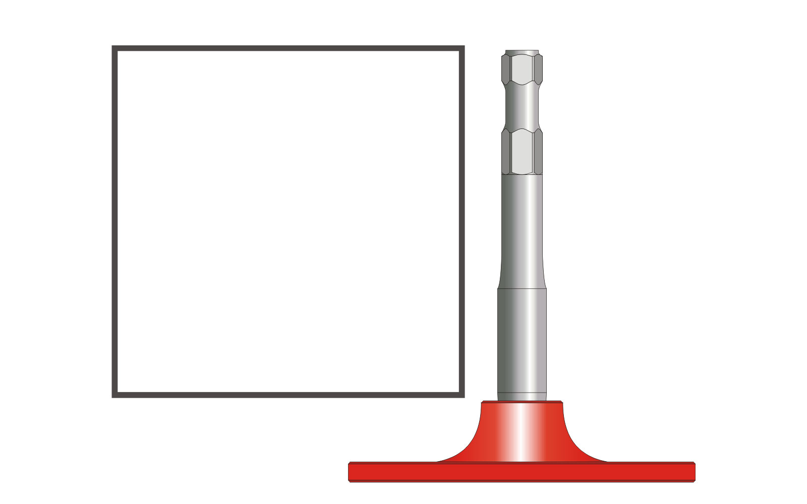 VOGT Verdichterplatte quadratisch 170/170 mm, l = 220 mm - 14mm Meißelaufnahme - V1170H